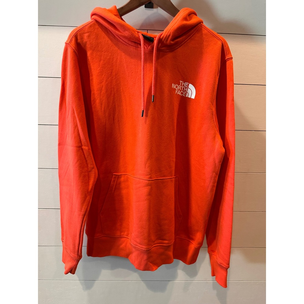 The North Face Mens Red Box Pullover Hoodie Orange Large Logo Graphic Sweatshirt